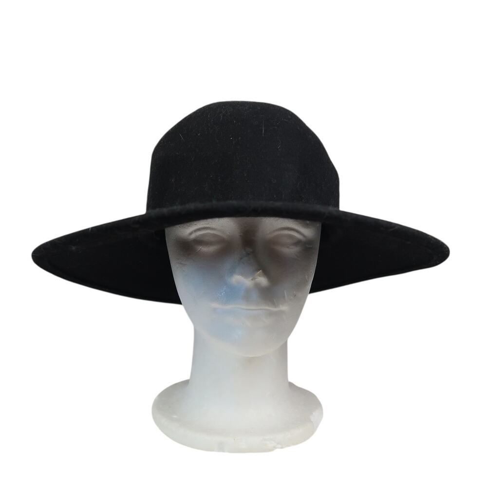 BDG Urban Outfitters Black Wool Wide Brim Round Top Floppy Hat